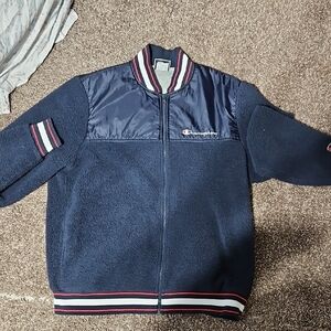 Champion Navy and White Men's Bomber Jacket